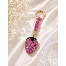 Kumru Studio "pembe Taşlı Çilek Çanta Charmı & Anahtarlık