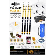 Fishack Full Set Profesyonel 4'lü Sazan Olta Seti - L - Kırılmaz Kamış - 3.30M/50-GR