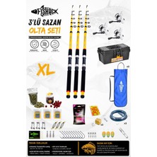 Fishack Full Set Profesyonel 3'lü Sazan Olta Seti - Xl - Kırılmaz Kamış - 3.60M/50GR