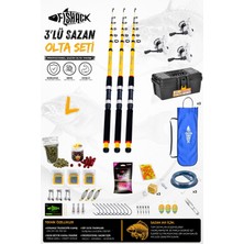 Fishack Full Set Profesyonel 3'lü Sazan Olta Seti - L - Kırılmaz Kamış - 3.30M/50GR