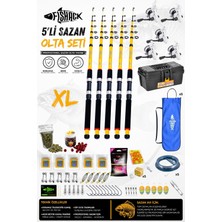 Fishack Full Set Profesyonel 5'li Sazan Olta Seti - Xl - Kırılmaz Kamış - 3.60M/50-GR