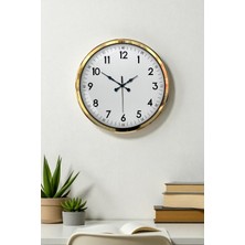 Nikaa Shop Gold & White Luxury Classic 52 cm Metal Duvar Saati