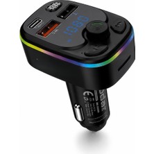 ForWhat Büro Ev Ofis Arabası Için Araç Içi 20W Bt5.3 Pd Rgb LED Işık Ekranlı Fm Transmitter