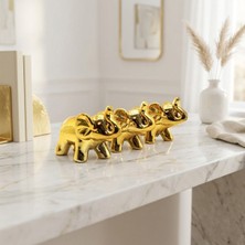 ForWhat Büro Ev Ofis Dekoru Için Maksi Golden Seramik Fil Motif Biblo