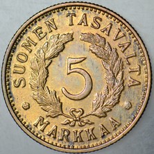 Banknoting Finlandiya 5 Markka 1951 Çilaltı.