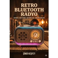 Nikaa Shop Retro Bluetooth Radyo Hoparlör USB Tf Kart Aux Fm Taşınabilir Nostaljik Tasarım