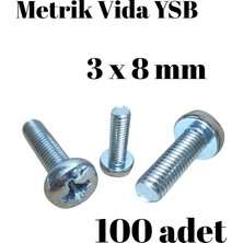 TUĞRA HIRDAVAT Metrik Vida Ysb 3x8  100 Adet Yıldız Silindir Başlı Vida