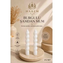 Harem Mum Beyaz Burgulu Şamdan Mum 2’li Set