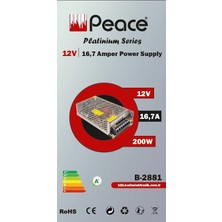 Peace B2881 220 Volt 12 Volt 16,7 Amper Metal Kasa Adaptör