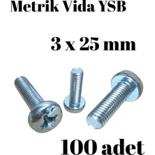 TUĞRA HIRDAVAT Metrik Vida Ysb 3X25  100 Adet Yıldız Silindir Başlı Vida