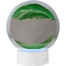 Epazzar Işıklı Kum Saati Yeşil 3D Cam 7 Renk Multicolor Çöl Tasarımlı Sulu Dokunmatik Panelli USB Girişli