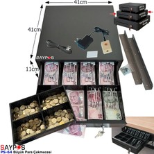 Saypos Butonlu ve Askılı (Takım Halinde) 6 Kağıt Para Gözlü Gizli Hazneli Büyük Para Çekmecesi 41X41X11CM