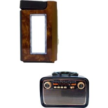 Eco Lounge Bluetooth Hoparlör Ahşap Renk Vintage Işıklı Nostaljik Radyo Fm Ahşap Görünümlü Yeni Nesil