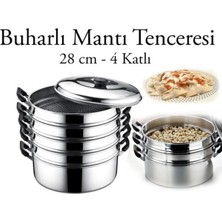 Alüminyum Mantı Tenceresi 28 cm 4 Litre 6 Parça Gümüş Renk Gıda Temasına Uygun - 28 cm Boyut/ebat