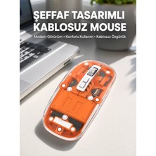 Cm Store Mouse Fare Kablosuz Mouse Fare Şarjlı Bluetooth Sessiz 5 Tuşlu Şeffaf