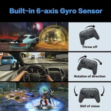 Joystick Siyah Bluetooth Bağlantılı Nintendo Switch Uyumlu Kablosuz Gamepad Oyun Kolu