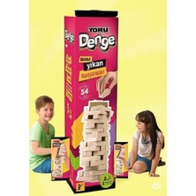 BYZM Büyük Boy Doğal Ahşap Denge Oyunu Kule Oyunu 54 Parça Ahşap Yapı Blokları Cenga