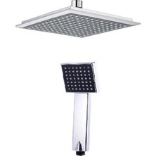 Empressco Flat Duş Başlığı - Tepe Duş + El Duşu - Kare ( Krom - Siyah ) - ( 20 x 20 )