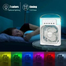 Beyaz Taşınabilir LED Gece Lambalı Masa Üstü Buz Sulu Buhar Hava Soğutucu Fan Vantilatör