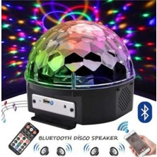 Bluetooth Özellikli Beyaz Renkli Işıklı Lazer LED Küre Disko Topu Parti Aydınlatması