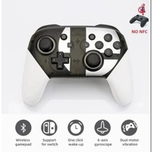 Kablosuz Bluetooth Bağlantılı Beyaz Joystick, Switch Pro Uyumlu, Hızlı Şarj Desteği Yok
