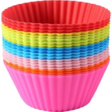 Empressco 24'lü Silikon Yıkanabilir Tekrar Kullanıma Uygun Cupcake Muffin Tart Puding 7 cm Lik Kalıp