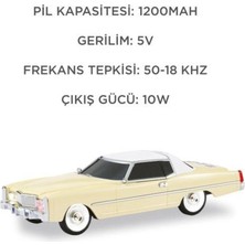 Bluetooth Hoparlör Bej Renk Retro Araba Tasarımlı 10W Fm USB Tws 3 Saat Dinleme Süresi