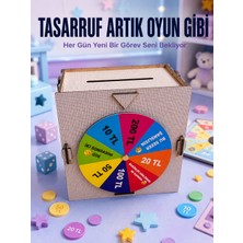 Değirmen Grup Para Biriktirme Challenge Kutusu Eğlenceli Şans Çarkı Ahşap Tasarruf Kumbarası - Lisinya