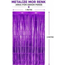 Genel Tedarik Mor Metalize Parti Perdesi 100X200 cm – Kapı ve Arka Fon Perdesi