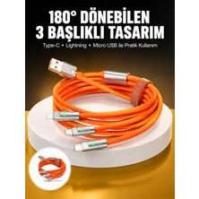 Hobilinka 120W 3 In 1 Uyumlu Silikon Şarj Kablosu Hızlı Şarj Kablosu