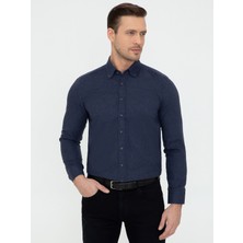 Cacharel Lacivert Slim Fit Uzun Kollu Gömlek 50242869 VR033