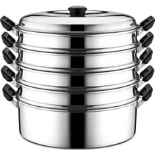 Alüminyum Mantı Tenceresi 28 cm 4 Litre 6 Parça Gümüş Renk Gıda Temasına Uygun - 28 cm Boyut/ebat