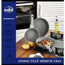 Eda Stone Gri Granit Döküm 3'lü Tava Seti 20-24-28 cm ZK-921