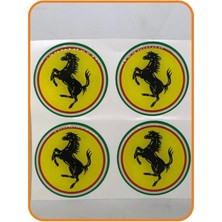 Empressco Ferrari Baskılı Jant Göbeği Arma Damla Dolgu 4 Adet Yapıştırma 45 mm Sarı