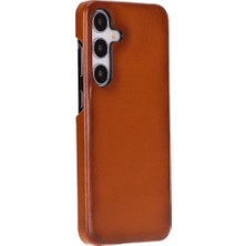 Eco Lounge Samsung Galaxy S25 Plus Uyumlu, Hakiki Deri, El Yapımı Arka Kapak, Gölgeli Taba