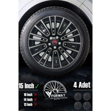 Empressco Fiat Egea Modellerine 15" Inç Uyumlu 4 Adet Gri-Siyah Jant Kapağı