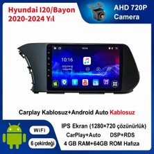 Conio Hyundai I20/Bayon 2020-2024 Yıl uyumlu 4GB Ram 64GB Rom Hafıza Android Kablosuz Carplay Navigasyon Multimedya 10 Inç Ekran Hediye görüş kamerası Hediye Çerçevesi