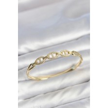 Genel Tedarik Gold Renk Gemi Zinciri Model Zirkon Taşlı Kadın Kelepçe Bileklik