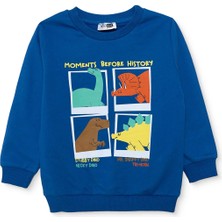 Hellobaby Erkek Bebek Sweatshirt Dinozor Baskılı Bisiklet Yaka Uzun Kol