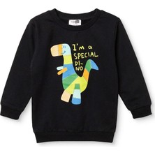 Hellobaby Erkek Bebek Sweatshirt Dinozor Baskılı Bisiklet Yaka Uzun Kol