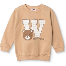 Hellobaby Erkek Bebek Sweatshirt Ayı Baskılı Bisiklet Yaka Long Sleeve