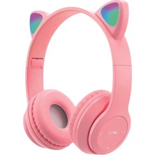 Eco Lounge Pembe Kulak Üstü Bluetooth 5.0 Kablosuz Kulaklık LED Işıklı Çocuk Tasarımı 1 Yıl Garantili
