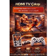 Beyaz Taşınabilir Retro Wifi El Oyun Konsolu Full Hd Ekran 2 Kollu Tv Bağlantılı
