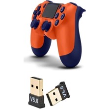 Turuncu Bluetooth Bağlantılı Gamepad, Playstation 4 Uyumlu, Kablosuz, USB Dongle Dahil