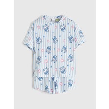 Lc Waikiki Yeni Sezon Stitch Baskılı Kız Çocuk Şortlu Pijama Takımı