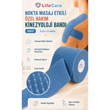 Kinesio Tape Nokta Masaj Akupunktur Etkili 5 cm x 5 M Ağrı Bandı Mavi