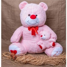 Peluş Oyuncak Ayıcık Yavrulu 100 cm Pembe 3 Yaş ve Üzeri Çocuklar Için - 100 cm Boyut