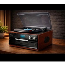 Bluetooth CD USB Mp3 Radyo Müzik Seti Retro Hoparlör Bordo Renk 2 Yıl Garantili - Hobi & Eğlence