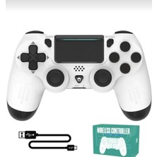 Beyaz Bluetooth Bağlantılı Playstation 4 Uyumlu Kablosuz Joystick Oyun Kolu - Var Hızlı Şarj