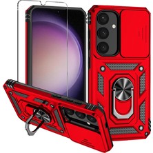 Coolacs Samsung Galaxy S25 Plus Uyumlu Kamera Sürgülü Tank Kılıf ve Temperli Cam Ekran Koruyucu Set